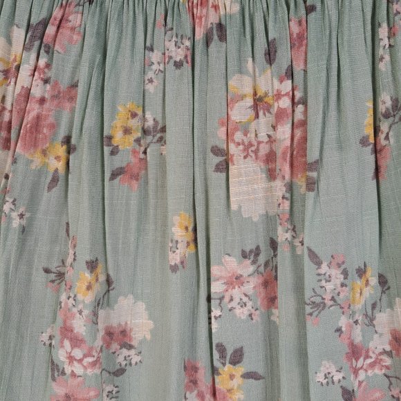 MOD Lusive Women's Floral Green 3/4 Ruffle Sleeve Blouse Boho Size Large - Picture 5 of 10